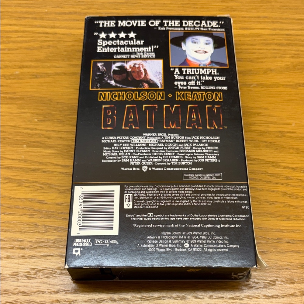 BATMAN Vintage VHS Movie (Black)
